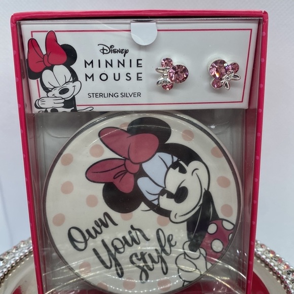 NWT Disney Minnie Mouse Earrings with Jewelry Dish - Picture 4 of 5